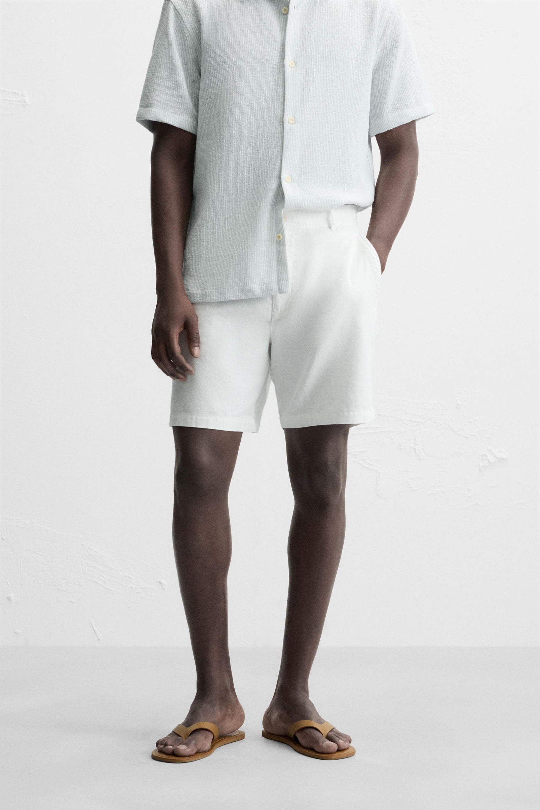 COTTON/LINEN BERMUDA SHORTS - Image 2