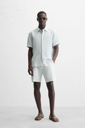 COTTON/LINEN BERMUDA SHORTS - Image 1