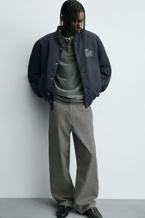 CONTRAST EMBROIDERY BOMBER JACKET - Image 6