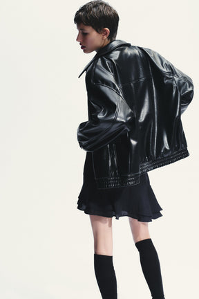 FAUX LEATHER BOMBER