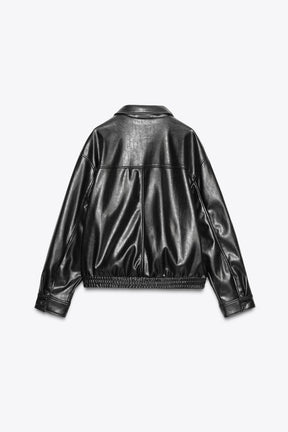 FAUX LEATHER BOMBER