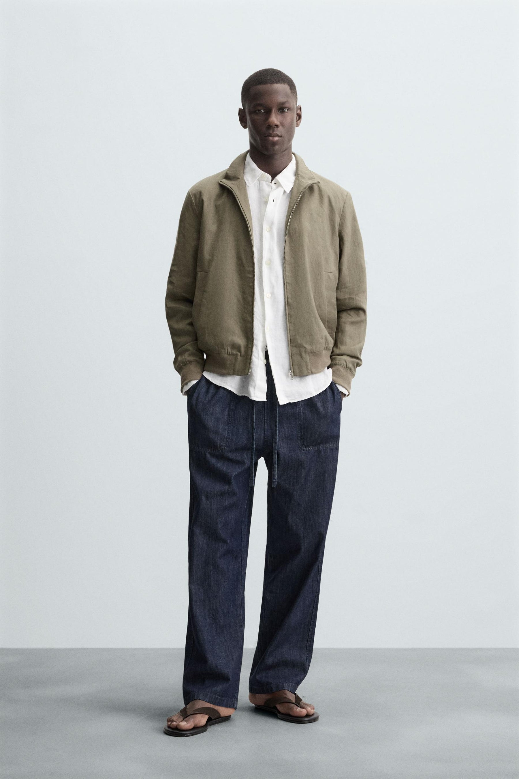 100% LINEN BOMBER JACKET - Image 1
