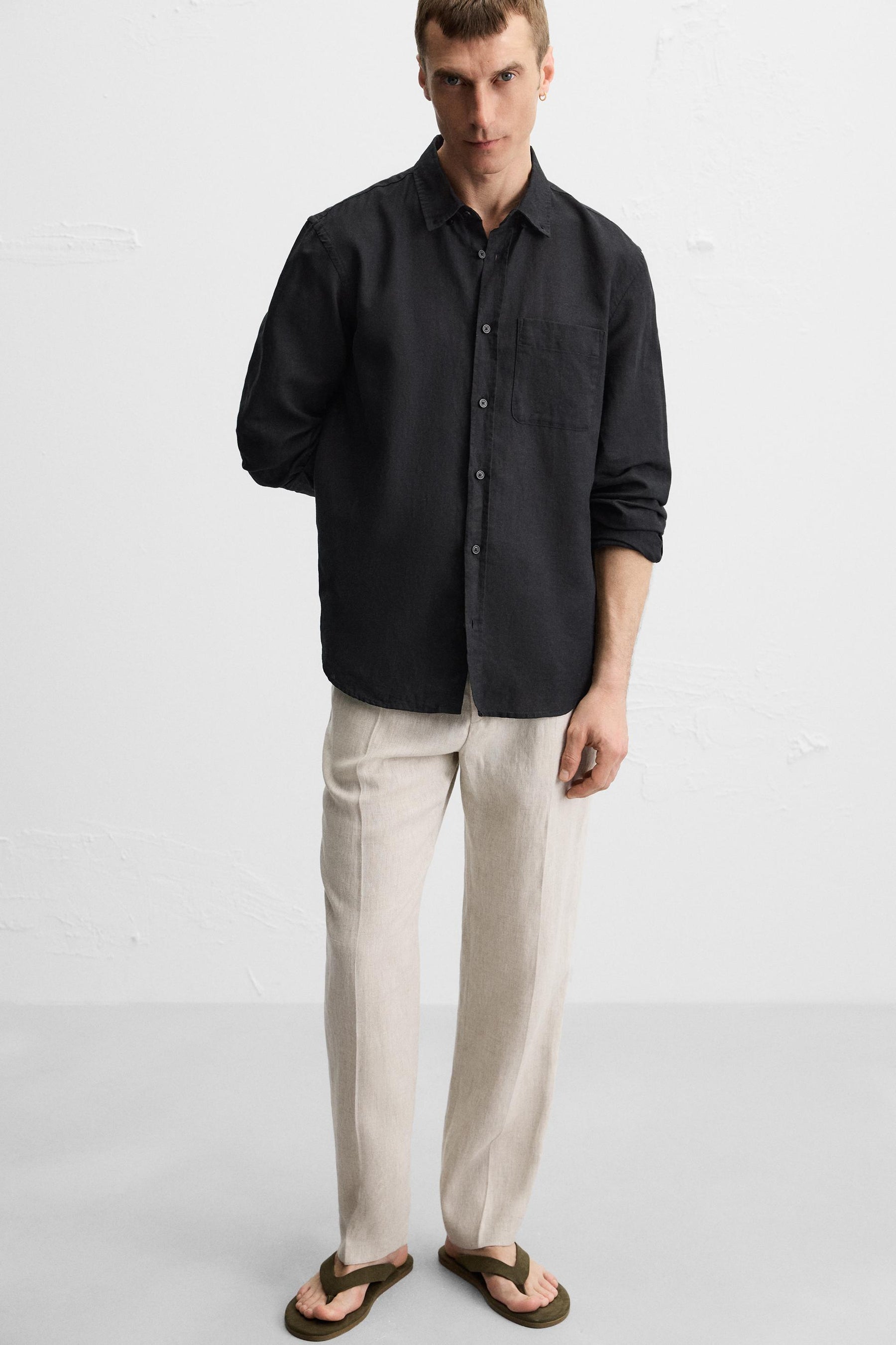 100% LINEN PLEATED TROUSERS - Image 6