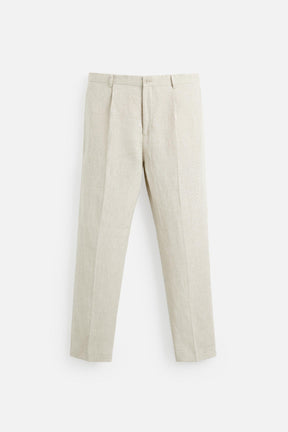 100% LINEN PLEATED TROUSERS - Image 7