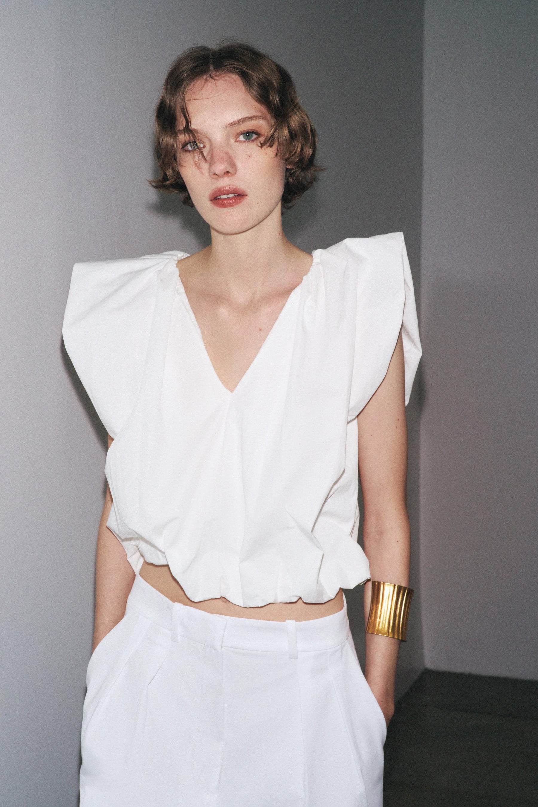 Poplin Peplum Top