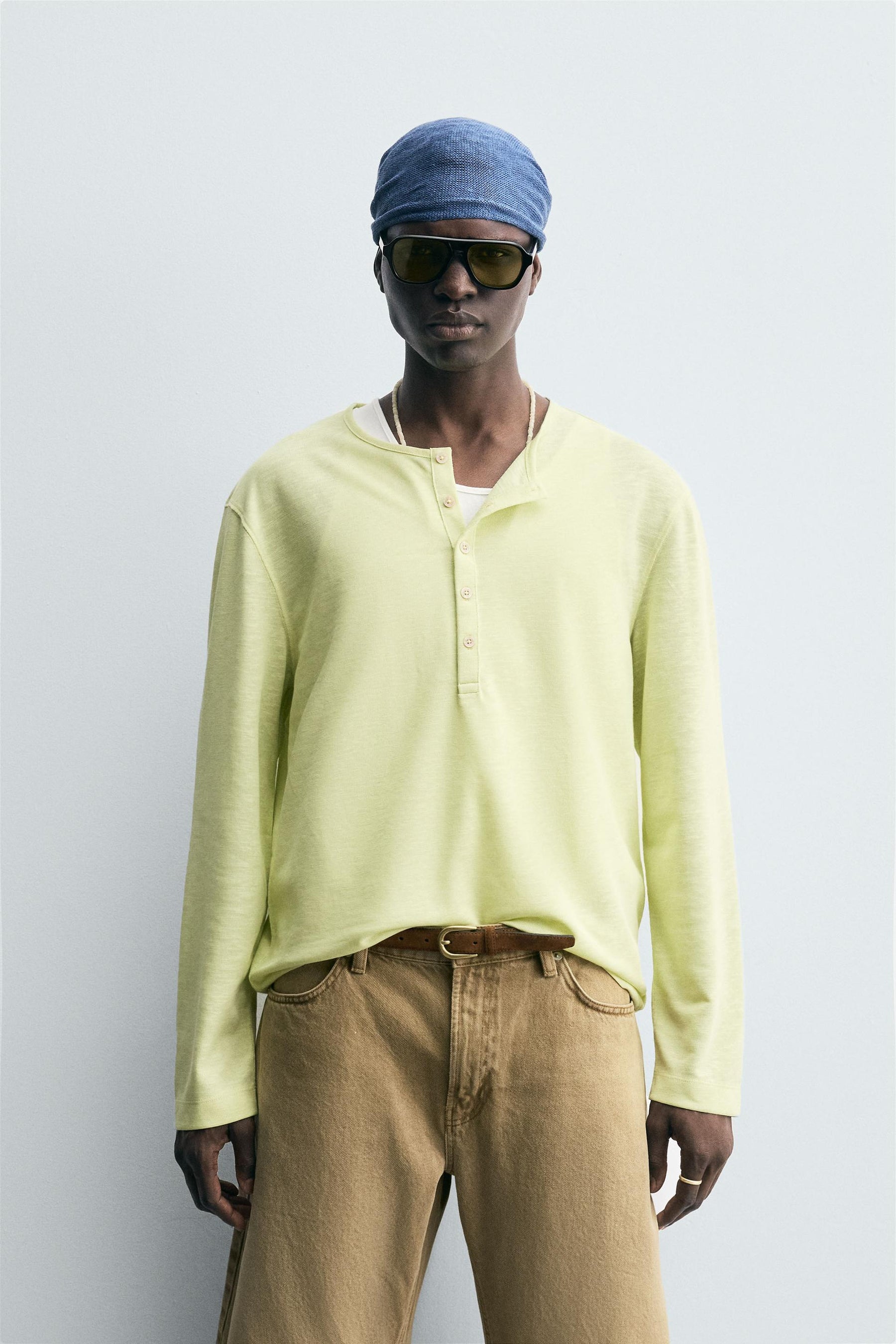 LIGHTWEIGHT GRANDAD COLLAR T-SHIRT - Image 2