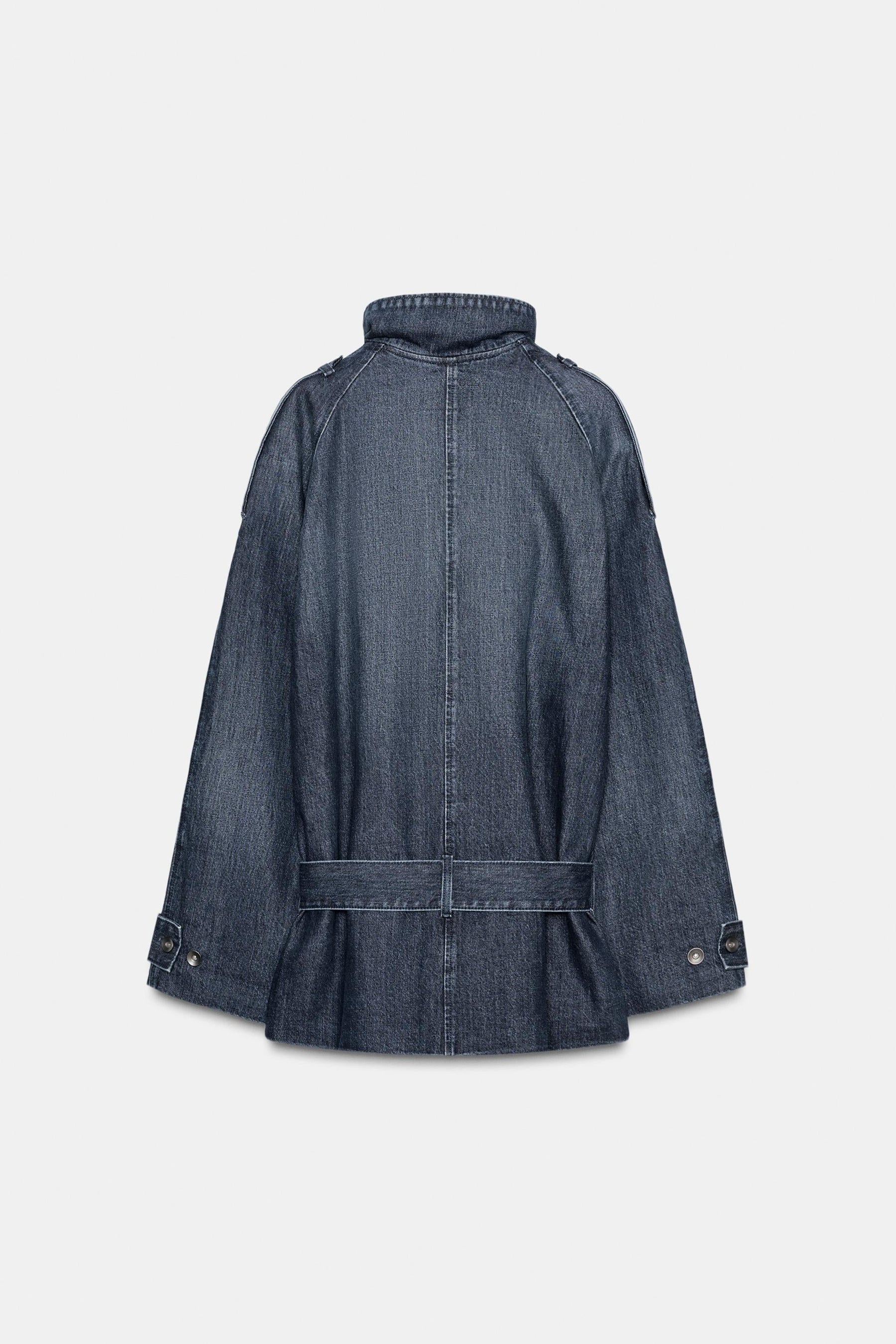 Jeans-Midijacke mit Gürtel