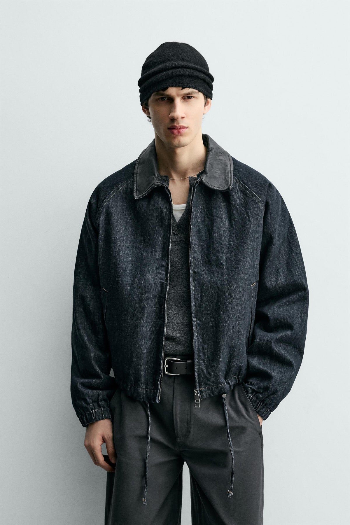 DENIM JACKET WITH CONTRAST COLLAR - Image 2