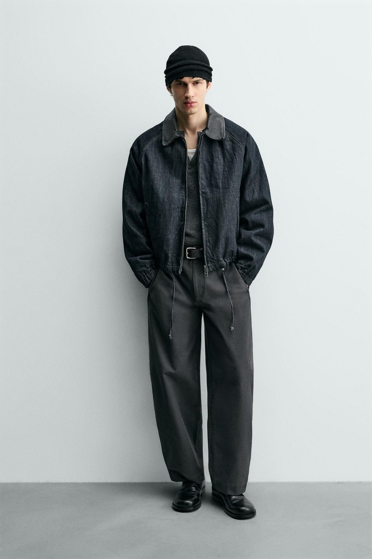 DENIM JACKET WITH CONTRAST COLLAR - Image 1