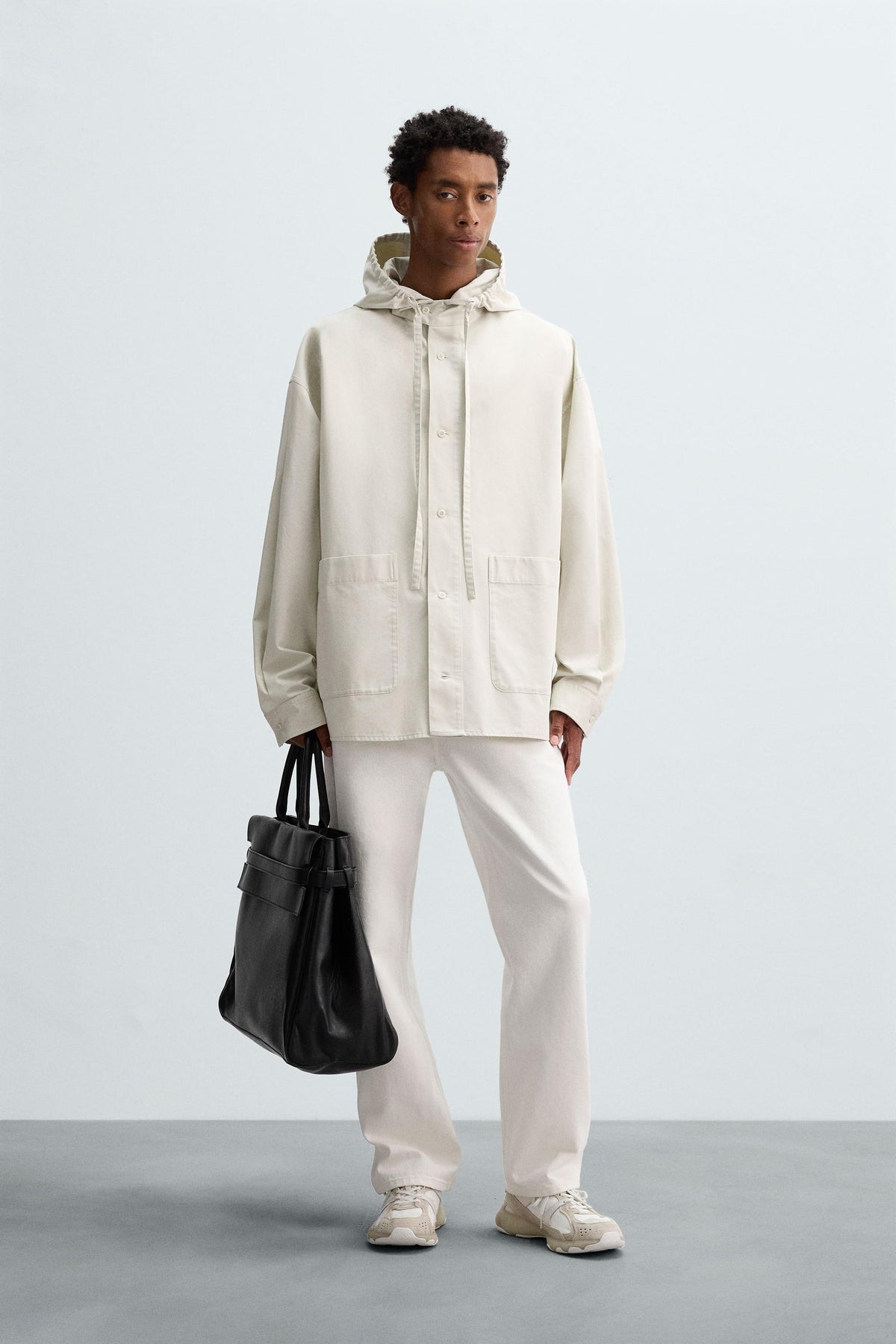 HOODED OVERSIZE FIT OVERSHIRT - Image 1