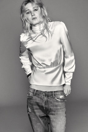 Satin Shirt with Bow