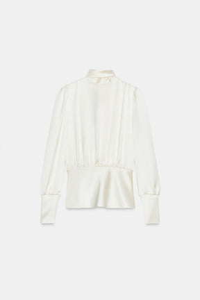 Satin Shirt with Bow