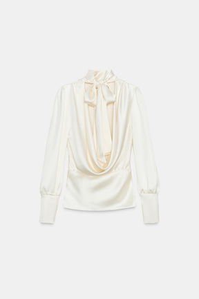 Satin Shirt with Bow