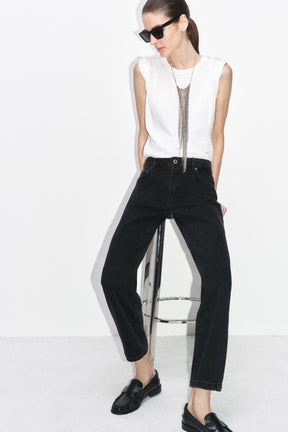 Zigarettenjeans mit mittelhohem Bund