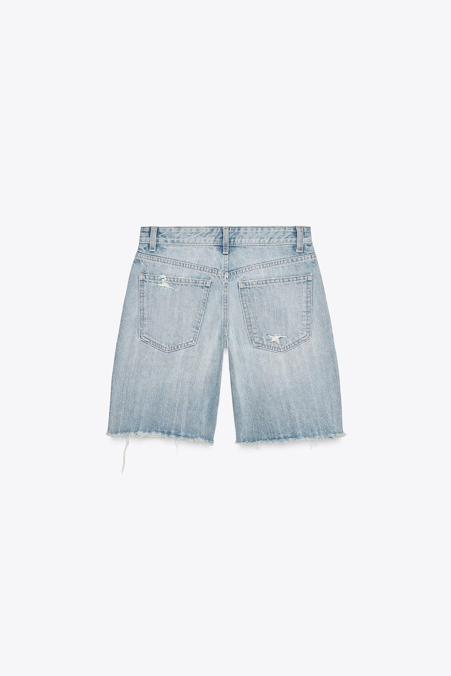 Mid-waist denim shorts