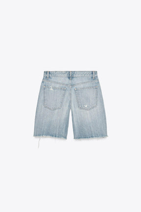 Mid-waist denim shorts