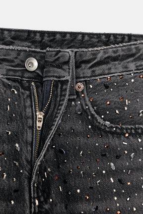 Rhinestone Straight Jeans