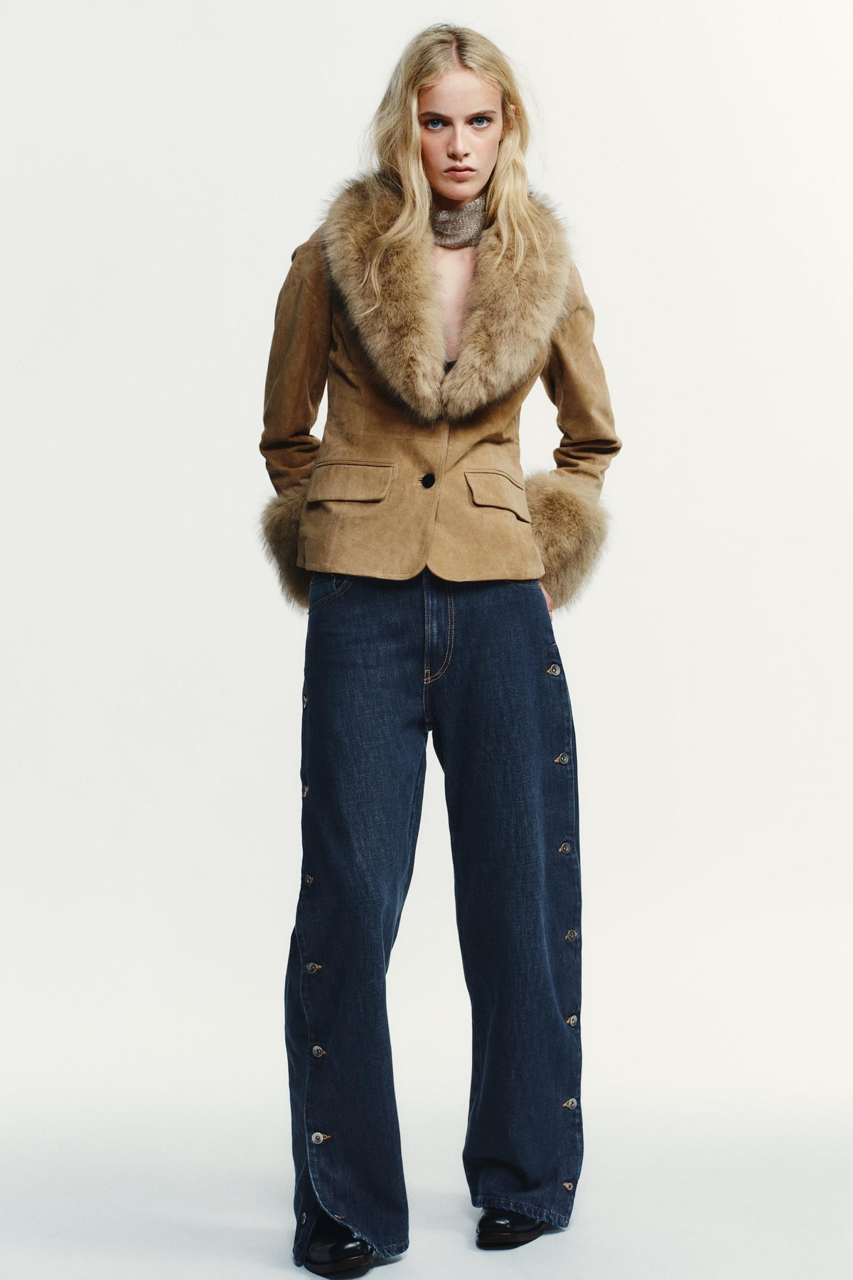 Baggy mid-waist jeans with