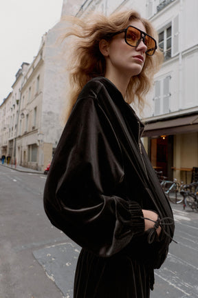 Samt-Hoodie-Jacke