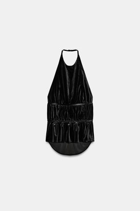 VELVET HALTER NECK TOP