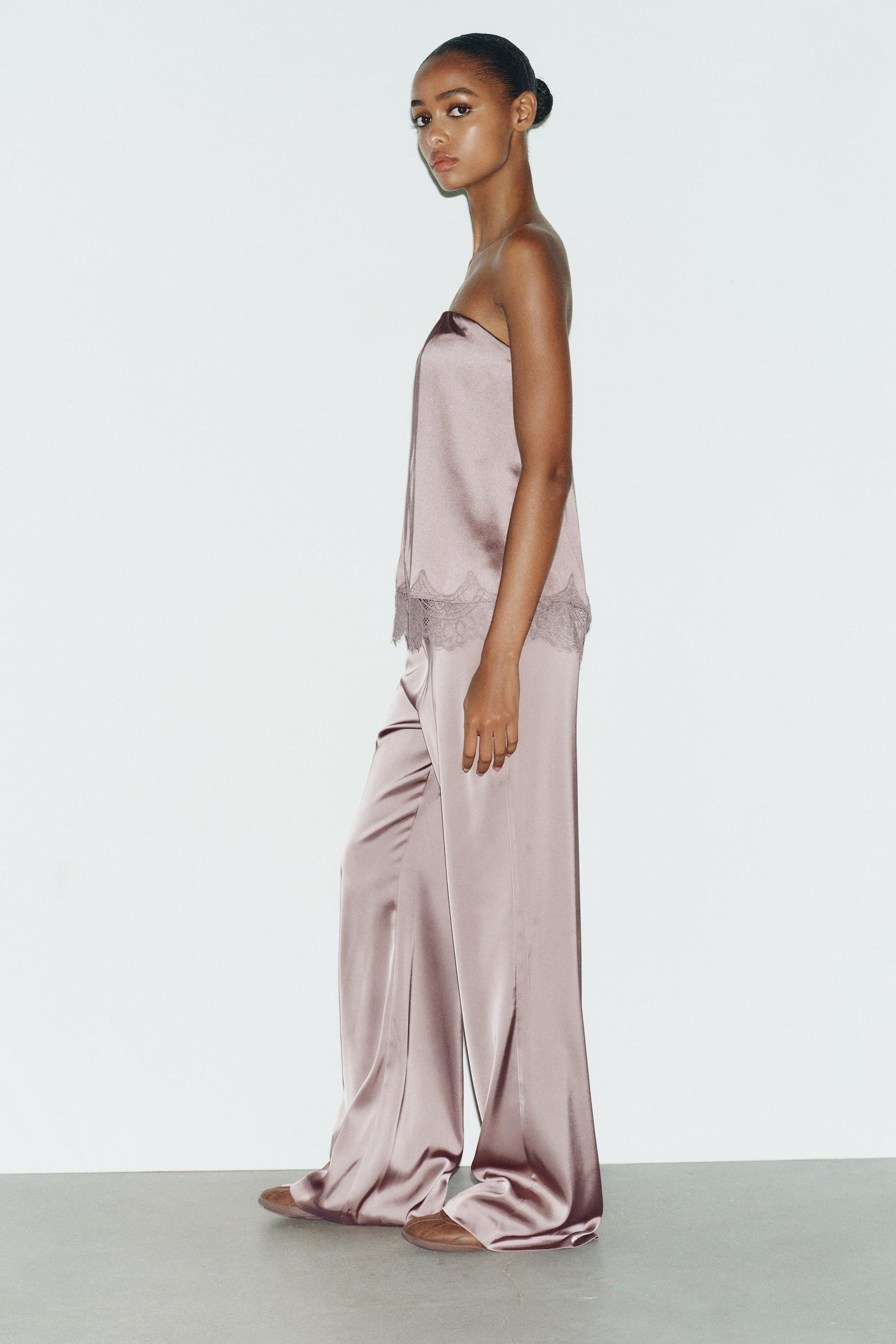 SATIN TOP WITH LACE