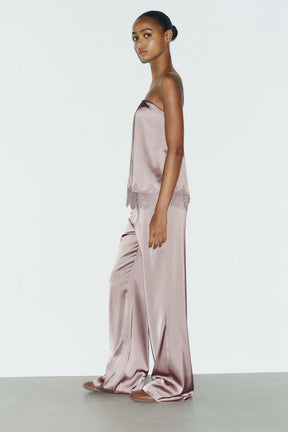 SATIN TOP WITH LACE