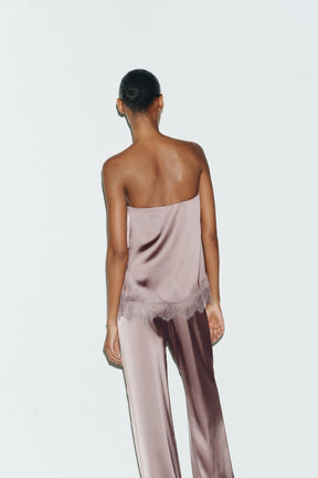 SATIN TOP WITH LACE