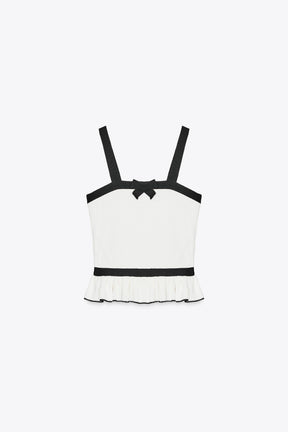Ribbed Knit Bow Top