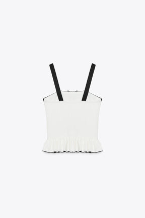 Ribbed Knit Bow Top