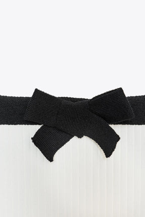 Ribbed Knit Bow Top
