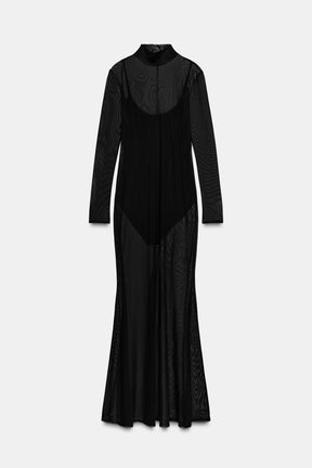 SEMI-SHEER BODYSUIT DRESS