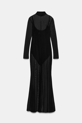 SEMI-SHEER BODYSUIT DRESS