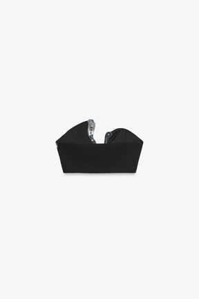 Appliqué Cropped Fashion Top