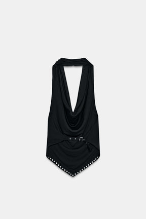 Neckholder-Top mit Nieten