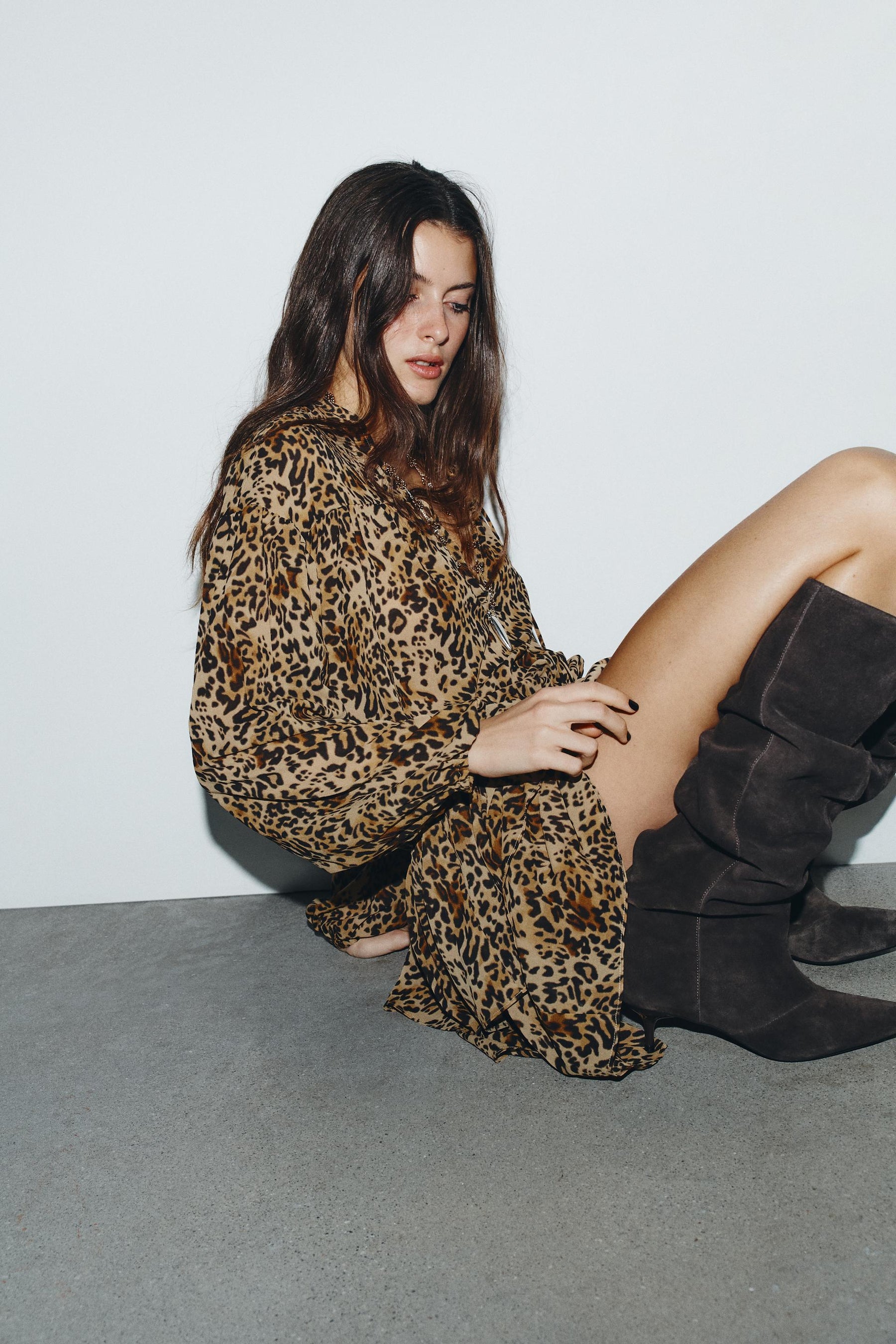 Animal Print Ruffled Dress
