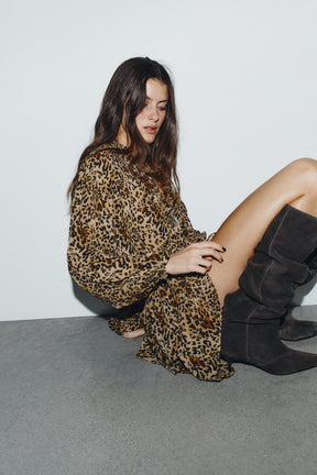 Animal Print Ruffled Dress