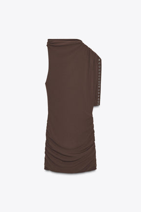 ASYMMETRIC RUFFLED DRESS