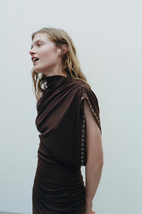ASYMMETRIC RUFFLED DRESS
