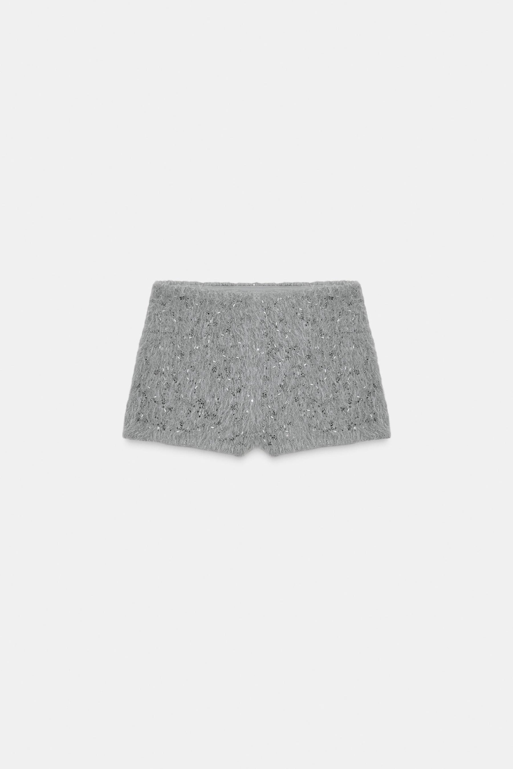 Faux Fur Beaded Shorts