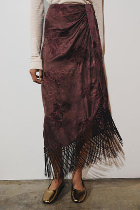 FRINGED EMBROIDERED SARONG SKIRT