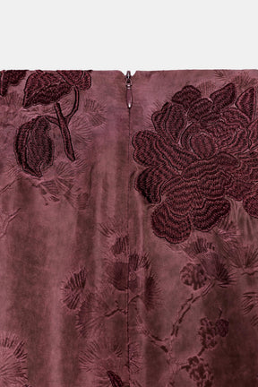 FRINGED EMBROIDERED SARONG SKIRT
