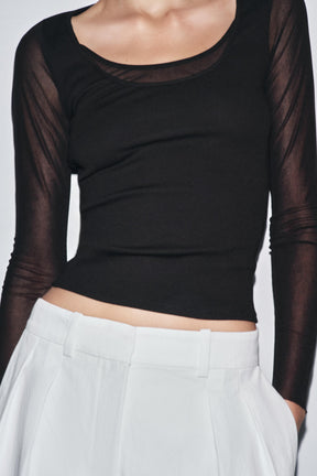 Semi-Sheer Combination T-Shirt