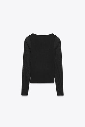 Semi-Sheer Combination T-Shirt