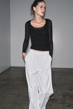Semi-Sheer Combination T-Shirt