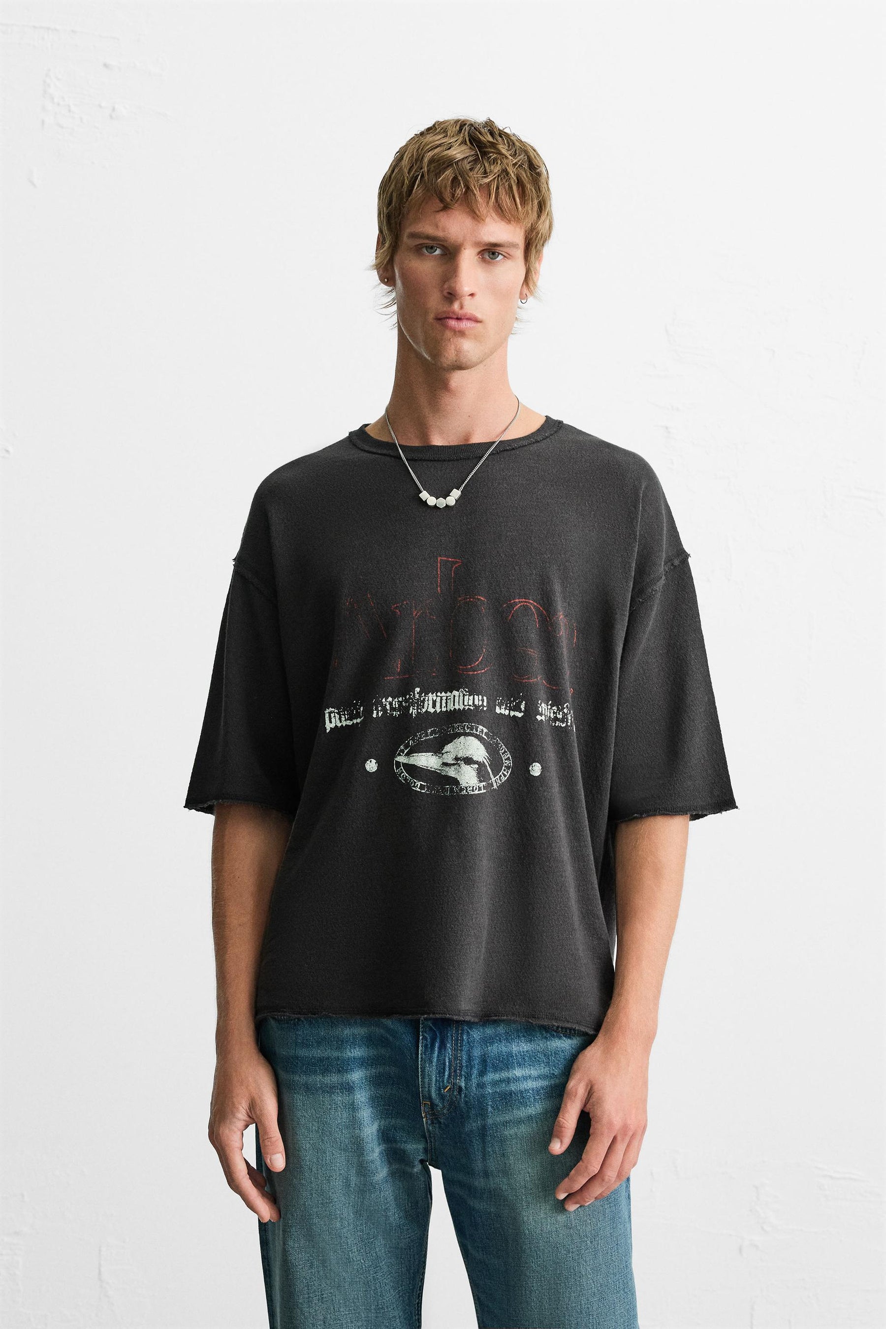 PRINTED WASHED KNIT T-SHIRT - Image 2