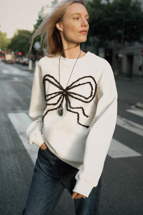 Contrast Bow Sweatshirt