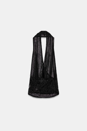 Beaded Embroidery Halter Top