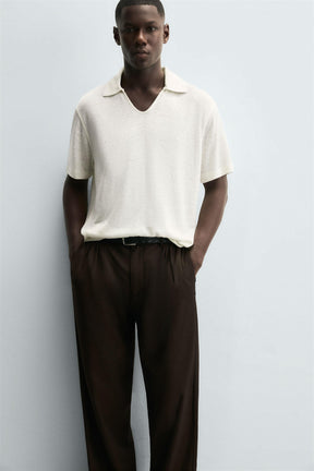 HEMP/VISCOSE KNIT POLO SHIRT - Image 6