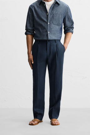 100% LINEN PLEATED TROUSERS - Image 2