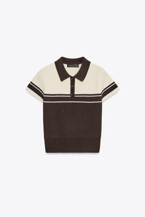 Rib Knit Polo Shirt